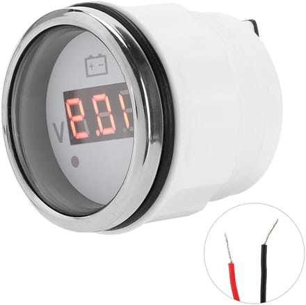 Spanningsmeter LED - Voltmeter Boot - Accu Bewaken - IP67 Waterdicht - 2 Inch - Wit