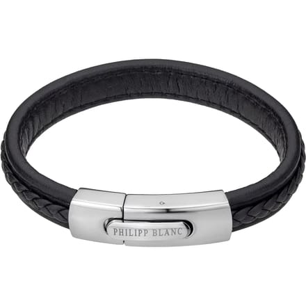 Echt leer en roestvrij stalen armband Philipp Blanc Henry