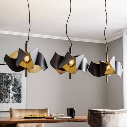 Lucande - hanglamp - 3lichts - staal - H: 35 cm - E14 - zandzwart