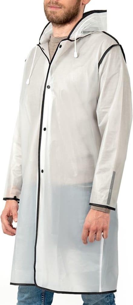 Semi transparante City Trench regenjas met zwarte bies van Perletti M