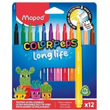 Viltstift Maped Color'Peps Long Life 2.0 set à 12 stuks assorti