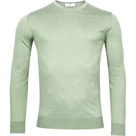 Thomas Maine Trui Fine Merino Crew Neck Single Knit Licht Groen / male
