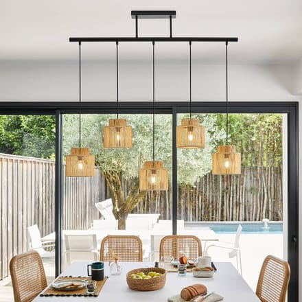 COREP Hanglamp Cancun, naturel, lengte 98 cm, papier, 5-lamps