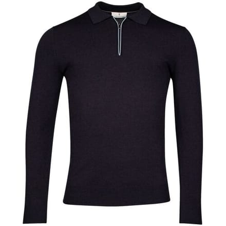Thomas Maine Trui Pullover Polo Half Zip Collar Single Knit Blauw / male