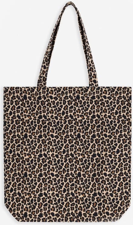 Sissy-Boy - Bruine canvas shopper met leopard print