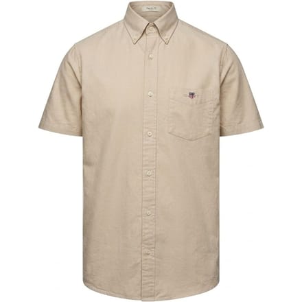 Gant Heren Oxford Normaal Overhemd Met Korte Mouwen (Beige)