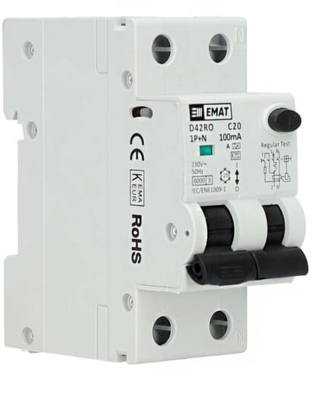 EMAT aardlekautomaat C20 1P+N 100mA Type A (85006417)