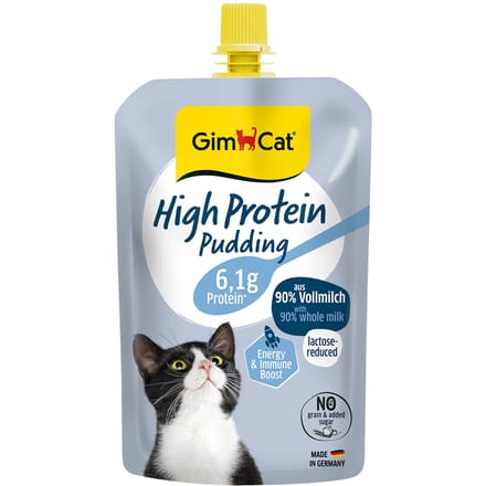 GimCat Eiwitrijke Pudding - Lactosearm Tussendoortje - 100g, Romige Kattenpudding zonder Granen