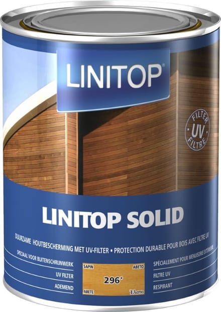 linitop Solid - Beits - Duurzaam extreem weersbestendige houtbescherming met uv filter - Solventbasis - 0.50 L - 296 Den