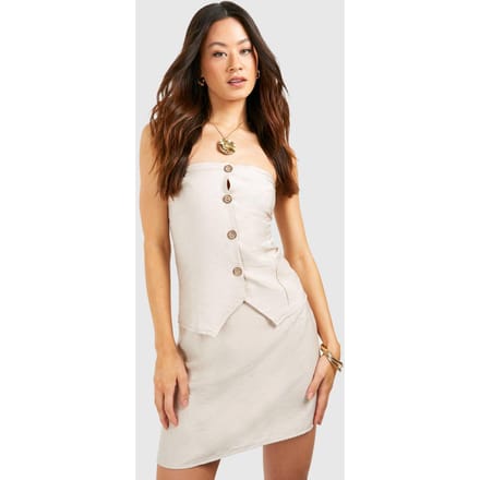 boohoo Dames Lange geweven getextureerde mini-rok | Steen | Maat: 36
