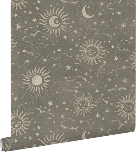 ESTAhome behang sterrenhemel vergrijsd groen - 50 x 900 cm - 132079