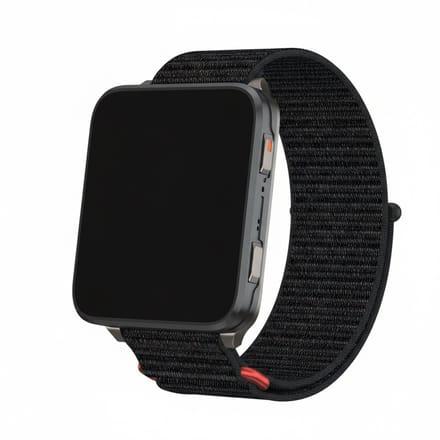 Nylon loop bandje - geschikt voor Garmin Venu X1 - klittenband - zwart