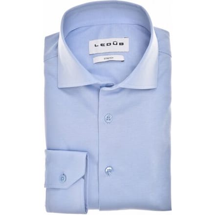 Ledûb Overhemd Uni Color Cotton Jersey Stretch Licht Blauw / male