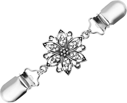 Fako Bijoux® - Vestsluiting - Vestclip - Sjaalspeld - Vestklem - Bloem - Ster - Zilverkleurig