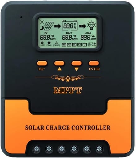 Zonne-controller - PV-regelaar - Energie Opladen - Geavanceerde MPPT Tracking - 60A - Zwart