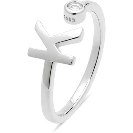 Bague - LUXENTER - Alphabet - Argent sterling 925 - Zircone brillante - Finition rhodiée Taille unique white