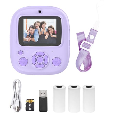Kinderen Camera Instant Thermische Printer 2.4 Inch Scherm Digitale Camera Ondersteuning Timer Opname 0 paars