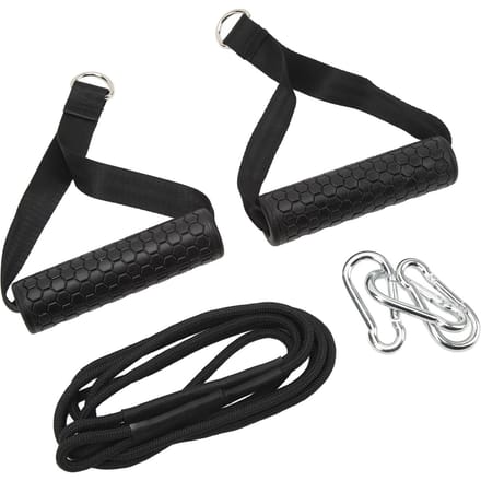 Corde de traction triceps Attachments de machine à câble de gym Sangle longue pour triceps avec 2 poignées pour Multi black