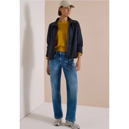 Geruite jas in wollook met opstaande kraag