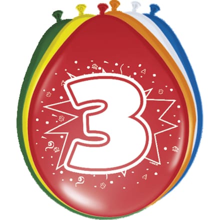 3 Jaar Ballonnen - 8 stuks