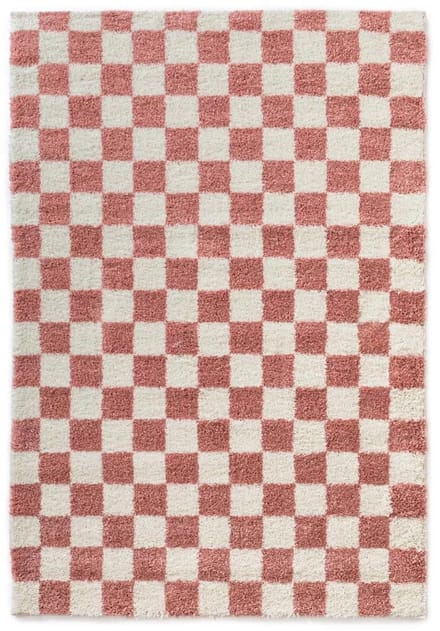 Checkerboard vloerkleed - Check ivoor/roze 100x150