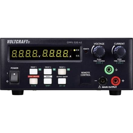 VOLTCRAFT CPPS-320-42 Labvoeding, regelbaar 0.02 - 42 V/DC 0.01 - 20 A 320 W USB Op afstand bedienbaar, Programmeerbaar, Auto-range Aantal uitgangen: