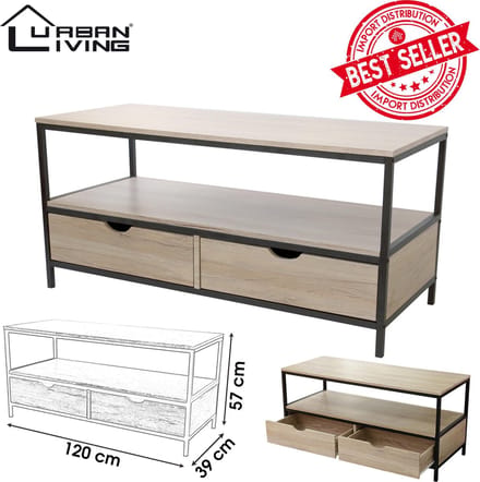 "LOFT" TV-MEUBEL MET 2 LADEN 120X39XH57CM