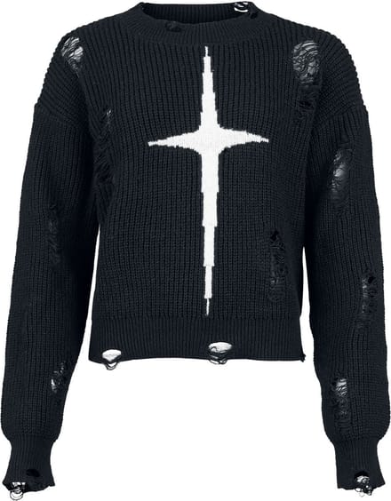 Banned - Gothic Gebreide trui - Kara Vex Jumper - S tot 4XL - voor Vrouwen - zwart-wit