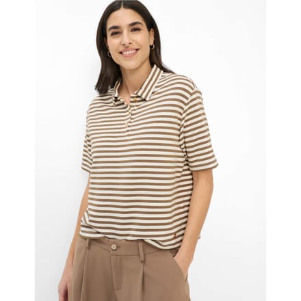 Brax Dames Poloshirt  Style CARA S mocha brown, donkerbruin, maat 44