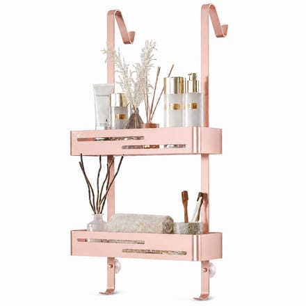 BOTC Doucherekjes - Doucherek - Doucherek hangend - Anti kras twee laags - RVS - Badkamer accessoires - Roségoud