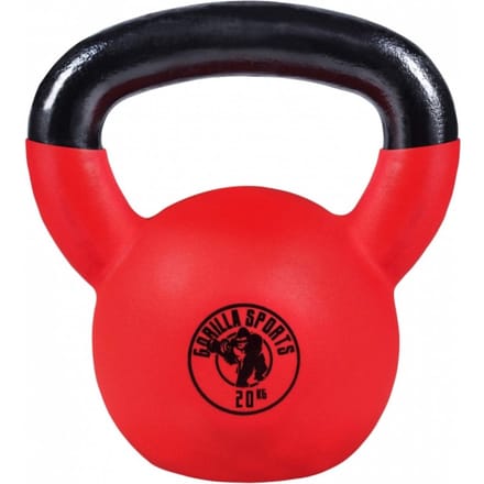 Gorilla Sports Kettlebell - Gietijzer - Vinyl - Gewicht - Rood - 20 kg