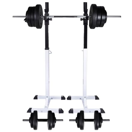vidaXL - Halter-/squatrek - met - halterset - 60,5 - kg
