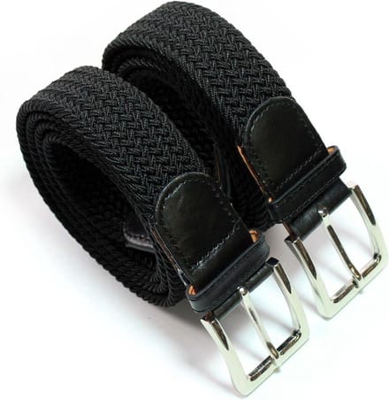 Zwart Dubbelpakket Elastiek - Elastische Comfort Riem - Gevlochten - Totale lengte 110