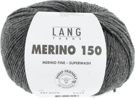 Lang Yarns Merino 150 - 270 donkergrijs mix - Merinowol Garen