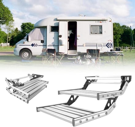 RV Opstap - Camper Treeplank - Veilig Instappen - Automatisch Intrekbaar - 48.4 cm Breed - Zilver