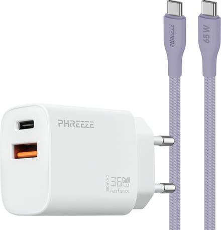 35w dubbele usb adapter met usb C kabel 1m - Snellader voor usb C smartphone tablet met pps fast charging