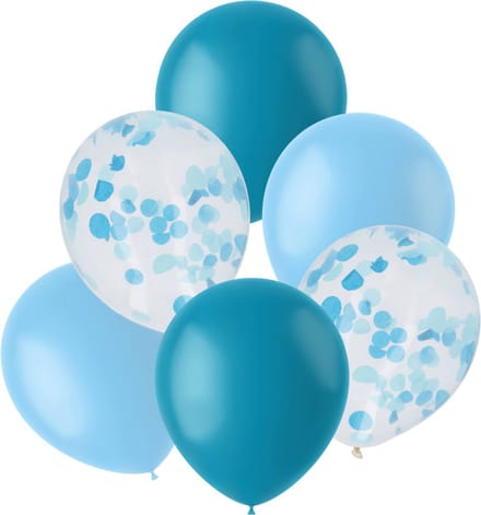 Folat - Ballonnen Mix Blauw 30 cm - 6 stuks