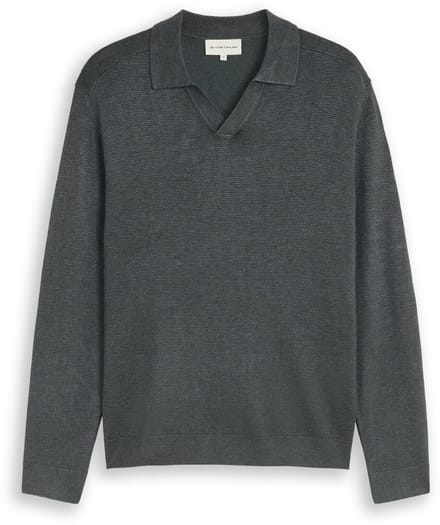 Tom Tailor - Gebreide trui met polokraag - Maat XL - darkest olive melange