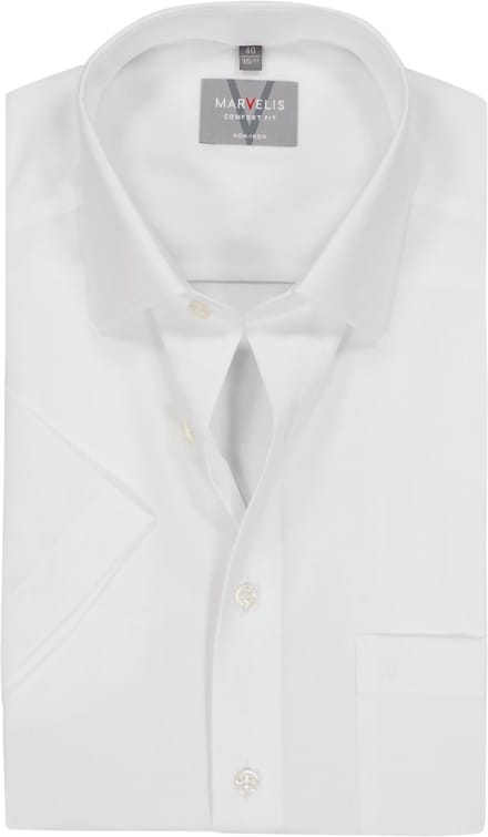 MARVELIS comfort fit overhemd - korte mouw - wit - Strijkvrij - Boordmaat: 39 (EU maat: M)