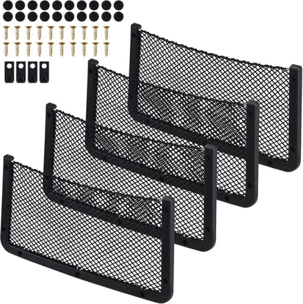 Famanu - Set van 4 auto-opbergnetten 42x21 cm, elastische bagagenetten – Zwart