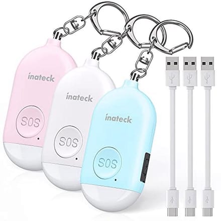 Oplaadbaar Sleutelhanger Alarm met LED-Licht - Zelfverdedigingsalarm 130 dB - 3-Pack