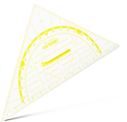 Wandbord geodriehoek 80 cm met handgreep - transparant
