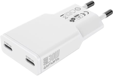 4Smarts USB-oplader 30 W 2x USB-C USB PD Wit Binnen GaN, USB Power Delivery (USB-PD)