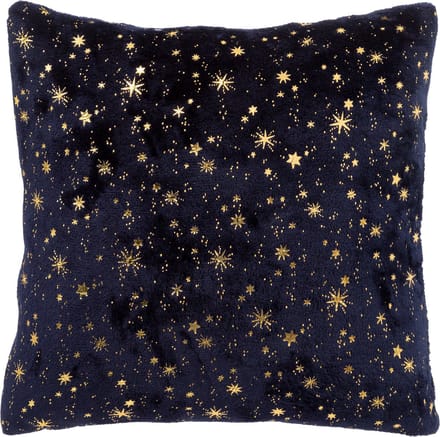 Feeric Christmas - bank/sier kussen - sterrenhemel blauw/goud - 40 cm