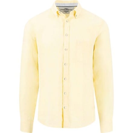 Fynch-Hatton Overhemd Premium Solid Linnen Button-Down Pale Yellow / male