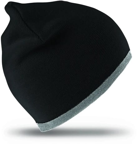 Result Soft Feel Cuffless Reversible Beanie RC46 - BLACK/GREY - One size