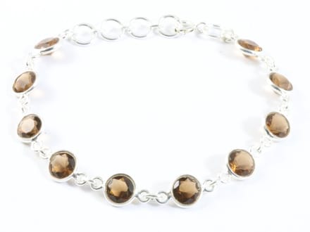 Fijne zilveren armband met rookkwarts
