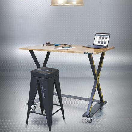 Datona® Industriële werktafel 120 cm en werkplaatskruk - Zwart