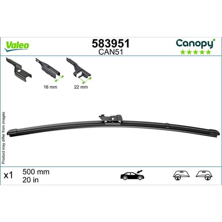 Wisserblad VALEO Canopy 583951, 500mm, Voor, 1 Stuk