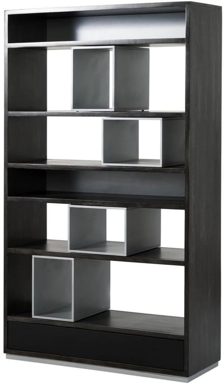 MASSIVMOEBEL24.DE mango open kast grijs massief hout 111x40x193 cm (BxTxH) geolied gemonteerd CHICAGO deels massief #211